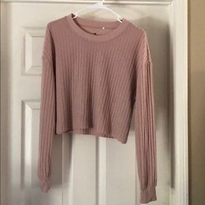 Light weight crop ribbed long sleeve
